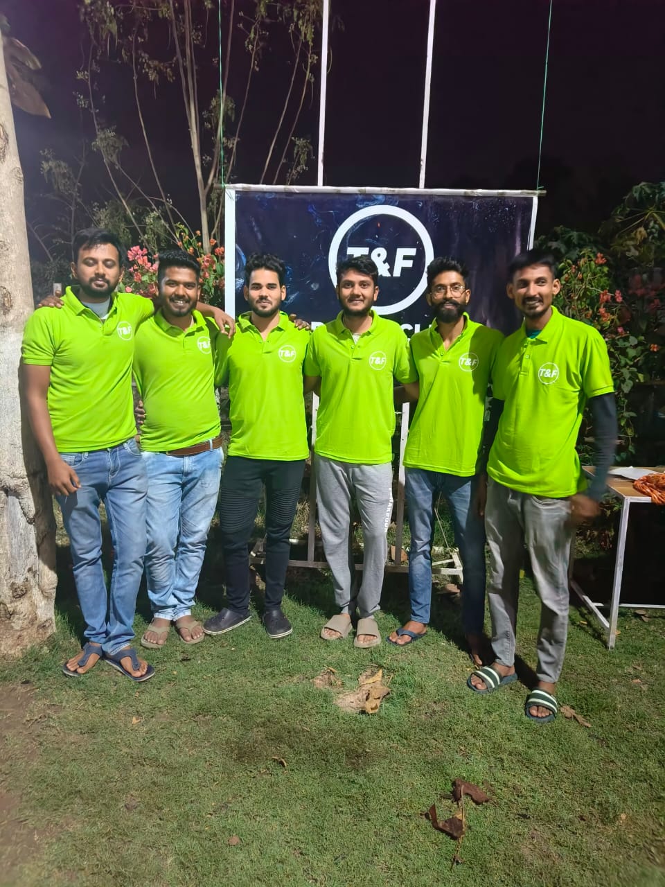 Green outdoor setting at T&F Cafe